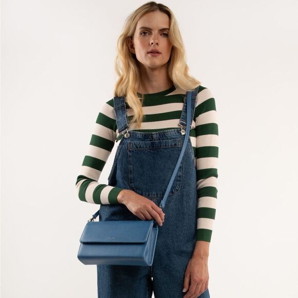 NWOT Matt & Nat DREWLG Large Vegan Crossbody Bag- Vintage Blue - Picture 1 of 16